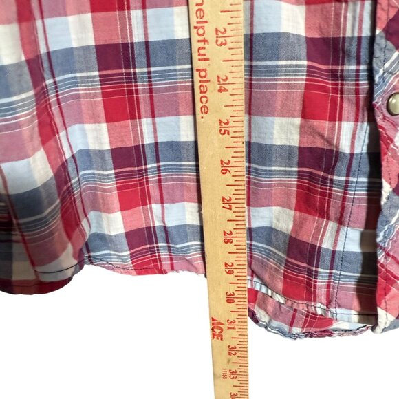 Disney Parks Plaid Pearl Snap Button Down Mickey Mouse Shirt Men's Size XL Red - Picture 5 of 9